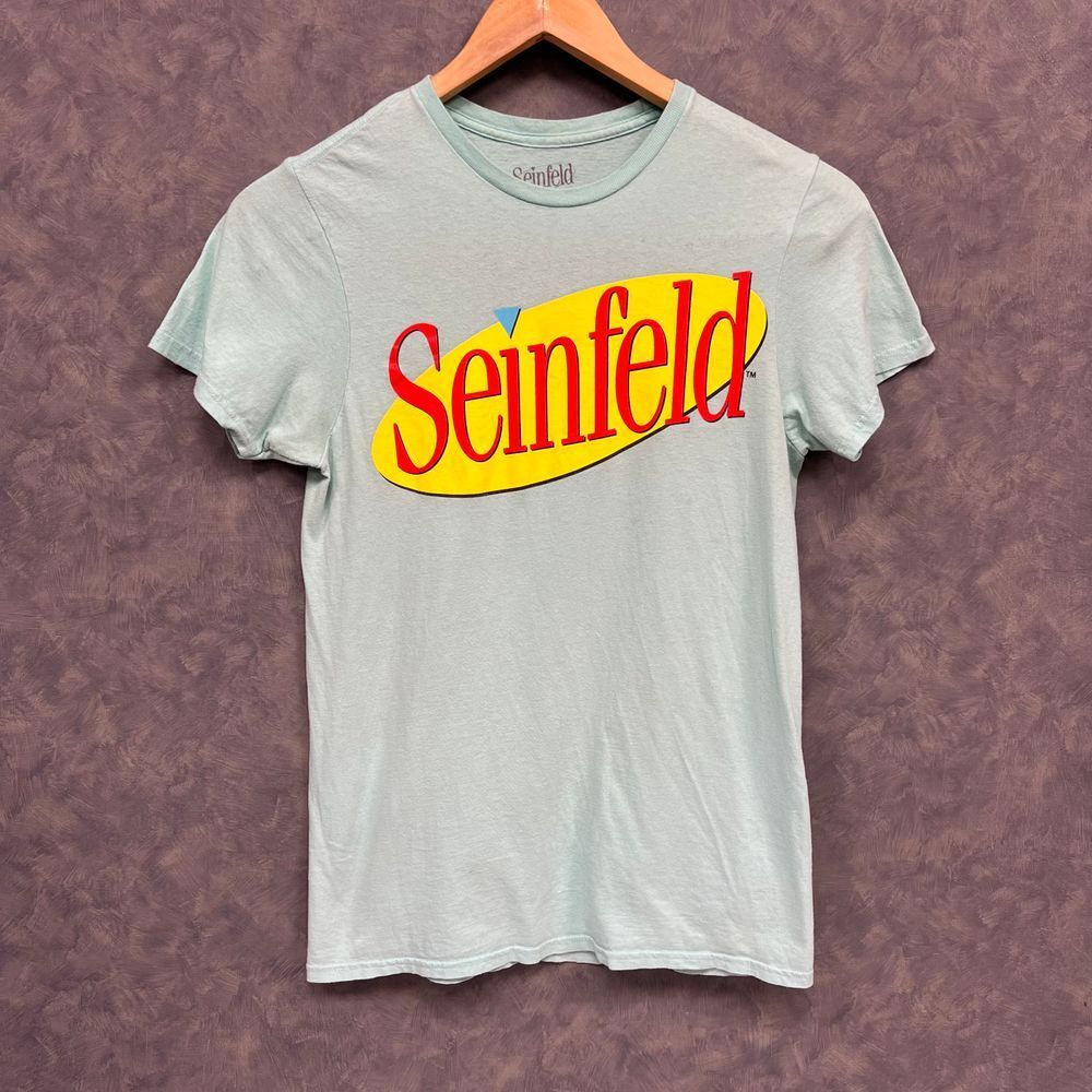 Seinfeld Official Logo T-Shirt‎ TV Show Graphic Tee Classic Comedy Mint Green S